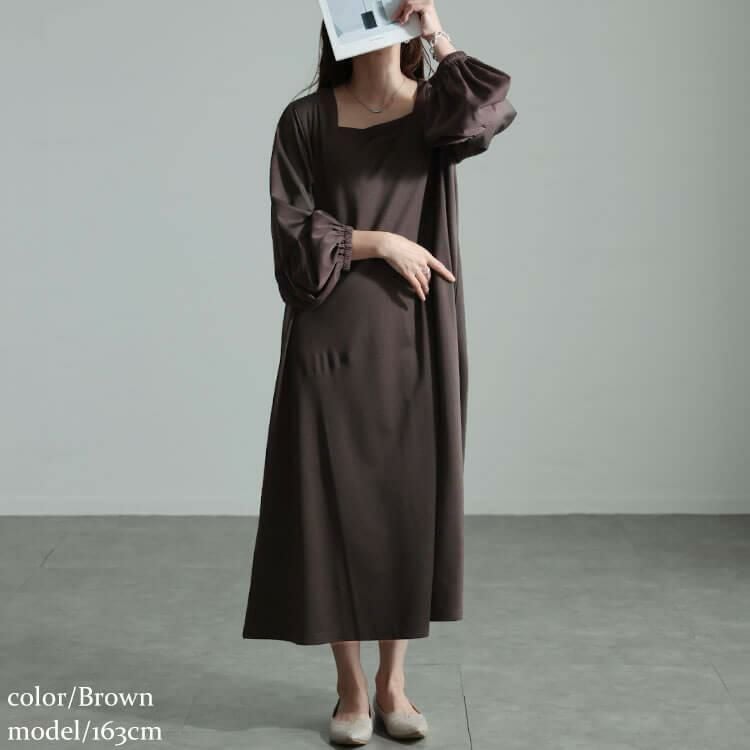 大きいサイズ レディース ヴィラーゴスリーブワンピース　fem-531 ブラウン