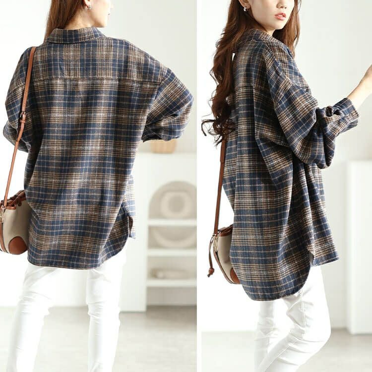 大きいサイズ レディース チェック柄ネルシャツ　fem-529