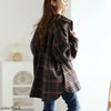 大きいサイズ レディース チェック柄ネルシャツ　fem-529 ブラック