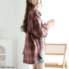 大きいサイズ レディース チェック柄ネルシャツ　fem-529 ブラウン