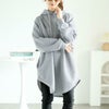 大きいサイズ レディース 裏起毛ラウンドヘムチュニックパーカー　goldy-1602 グレー