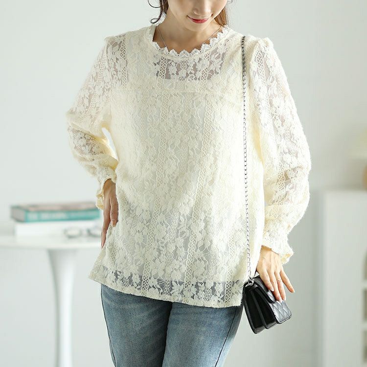 大きいサイズ レディース キャンディースリーブ総レーストップス　goldy-1607 【メール便可】