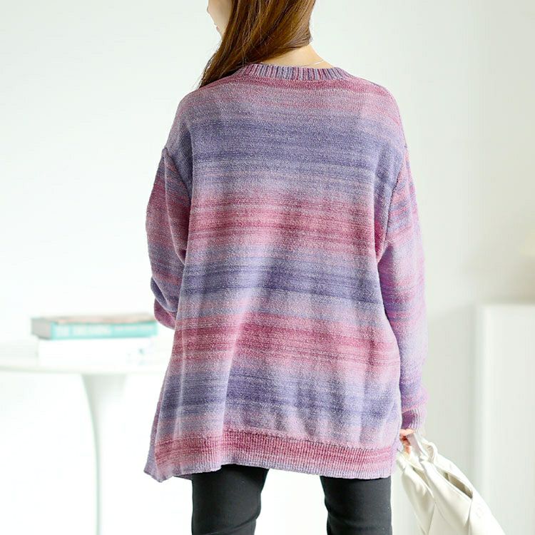 大きいサイズ レディース グラデーションVネックカーディガン　goldy-1604