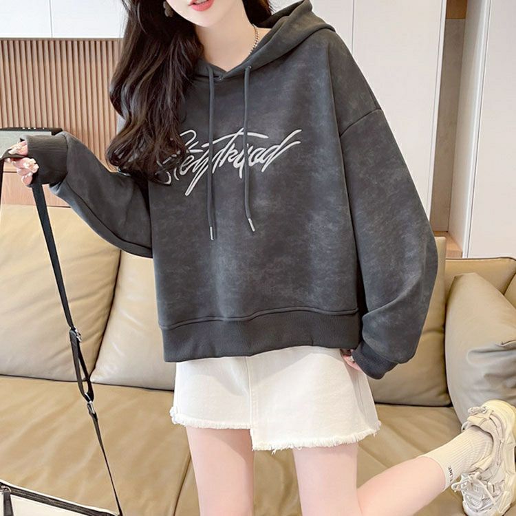 大きいサイズ レディース ドロップショルダーロゴパーカー　goldy-1601