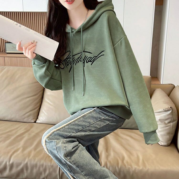 大きいサイズ レディース ドロップショルダーロゴパーカー　goldy-1601