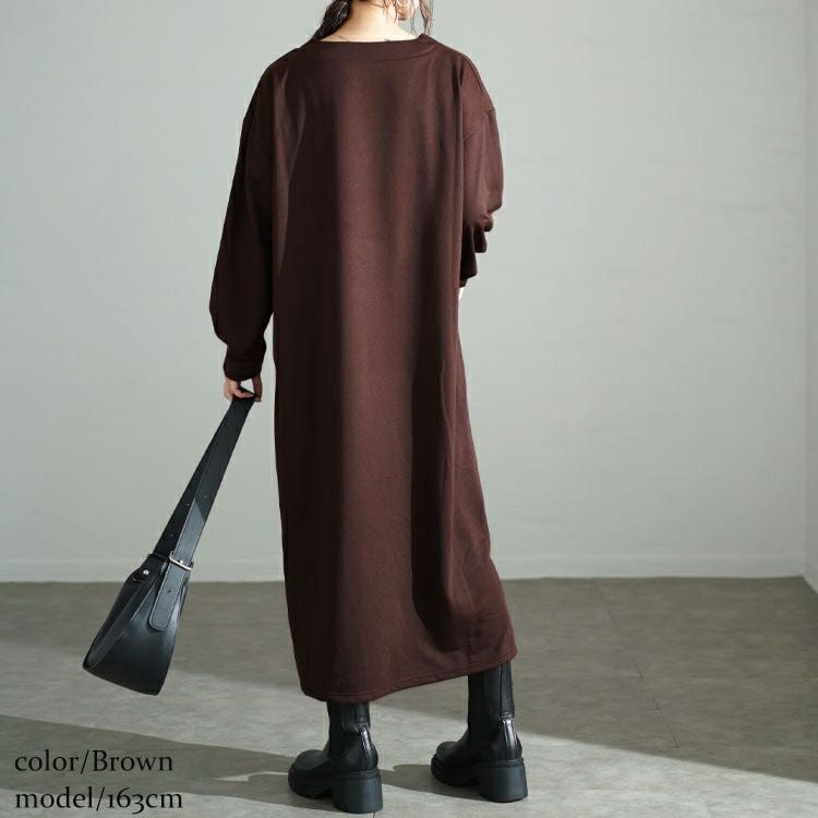 大きいサイズ レディース Vネックウエスト切り替えワンピース　fem-528