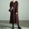 大きいサイズ レディース Vネックウエスト切り替えワンピース　fem-528 ブラウン