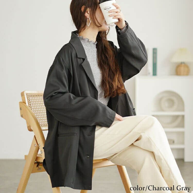 大きいサイズ レディース オーバーサイズテーラードジャケット　fem-534