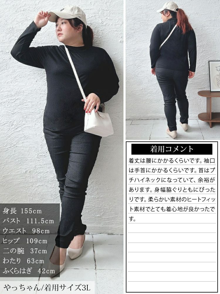 大きいサイズ レディース 吸湿発熱HEAT FITミニハイネックプルオーバー　cpdai-659075 【メール便可】