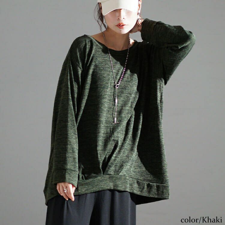 大きいサイズ レディース ラウンドネックタケノコタックプルオーバー　cpdai-659180