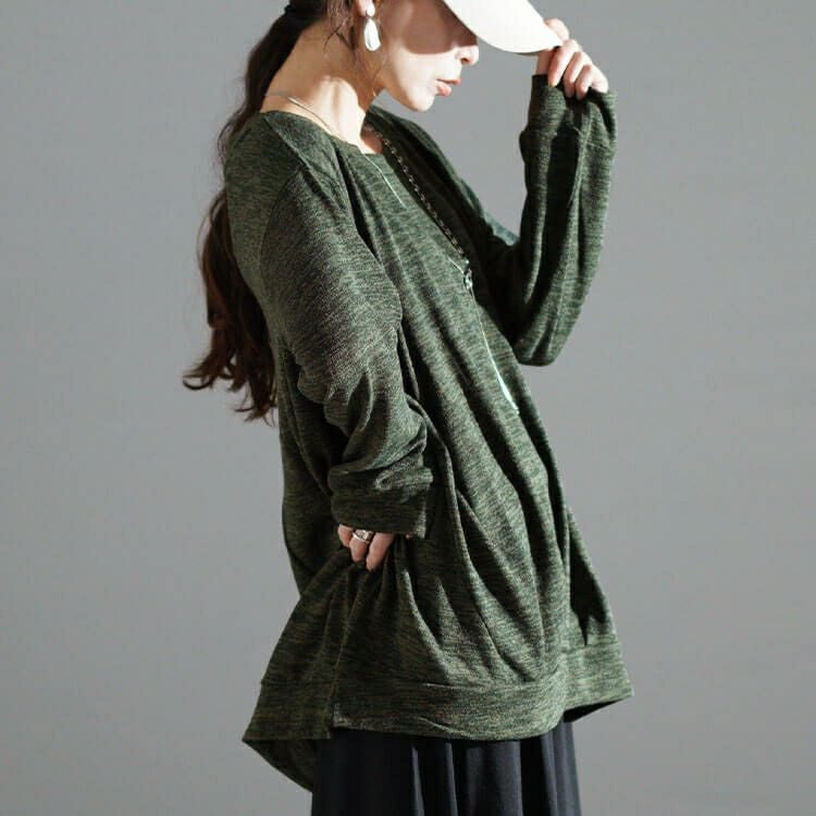 大きいサイズ レディース ラウンドネックタケノコタックプルオーバー　cpdai-659180