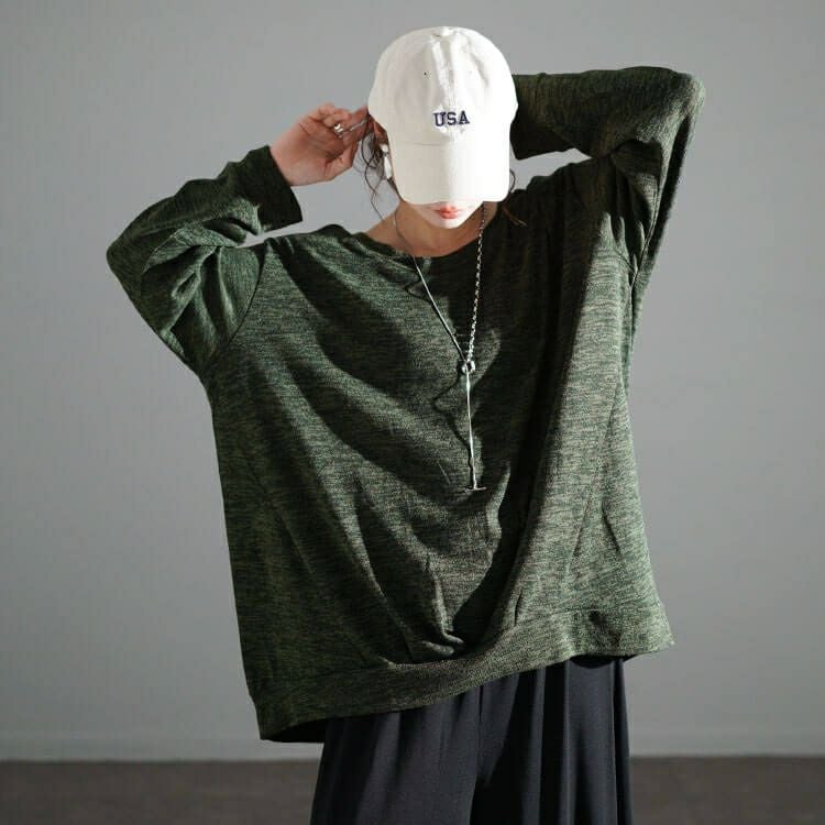 大きいサイズ レディース ラウンドネックタケノコタックプルオーバー　cpdai-659180