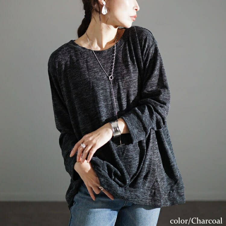 大きいサイズ レディース ラウンドネックタケノコタックプルオーバー　cpdai-659180