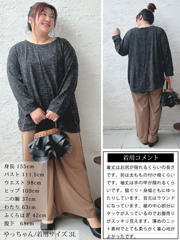 大きいサイズ レディース ラウンドネックタケノコタックプルオーバー　cpdai-659180