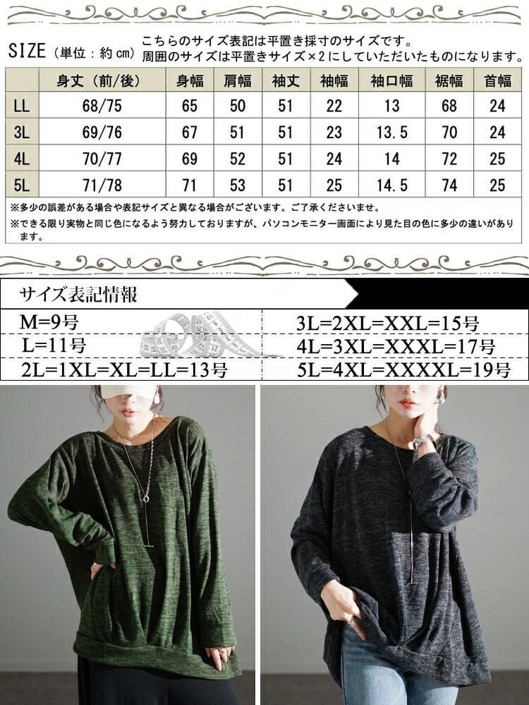 大きいサイズ レディース ラウンドネックタケノコタックプルオーバー　cpdai-659180