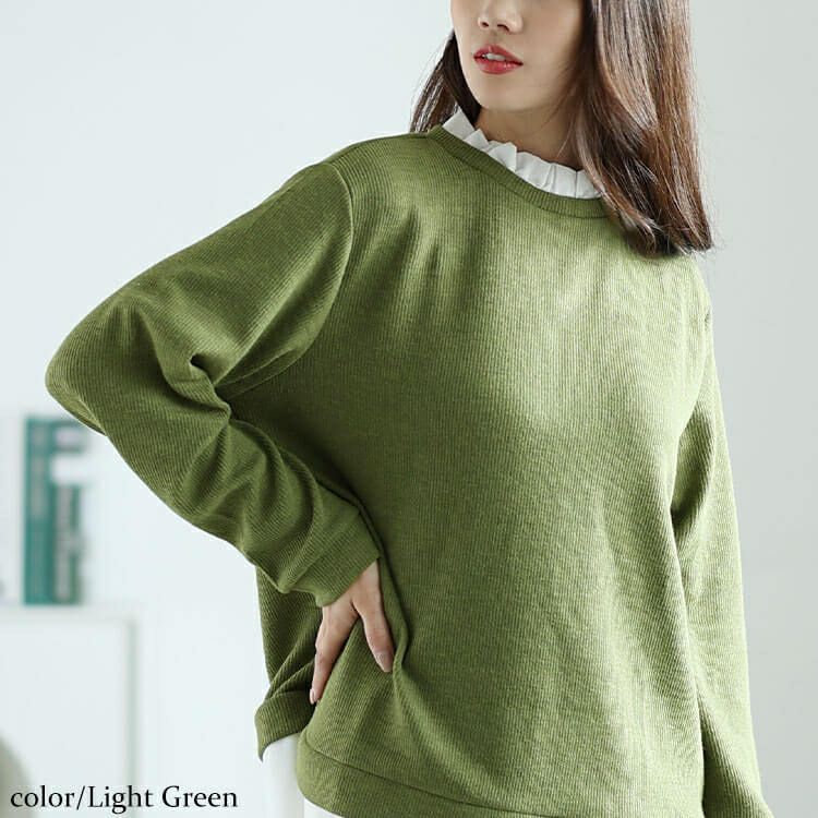 大きいサイズ レディース フリル襟フェイクレイヤードプルオーバー　cpdai-659257