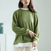 大きいサイズ レディース フリル襟フェイクレイヤードプルオーバー　cpdai-659257 ライトグリーン