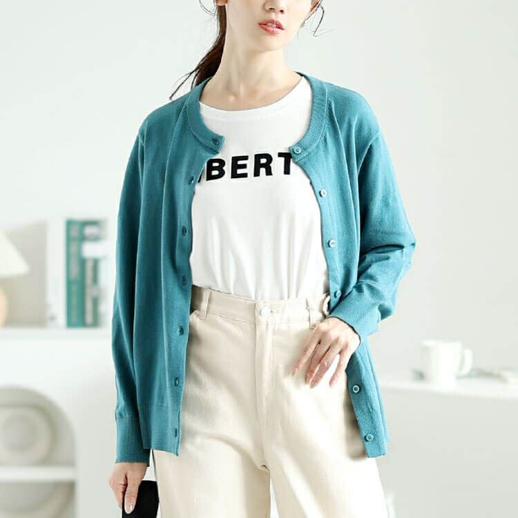 大きいサイズ レディース 洗えるクルーネックカーディガン　cpdai-640575