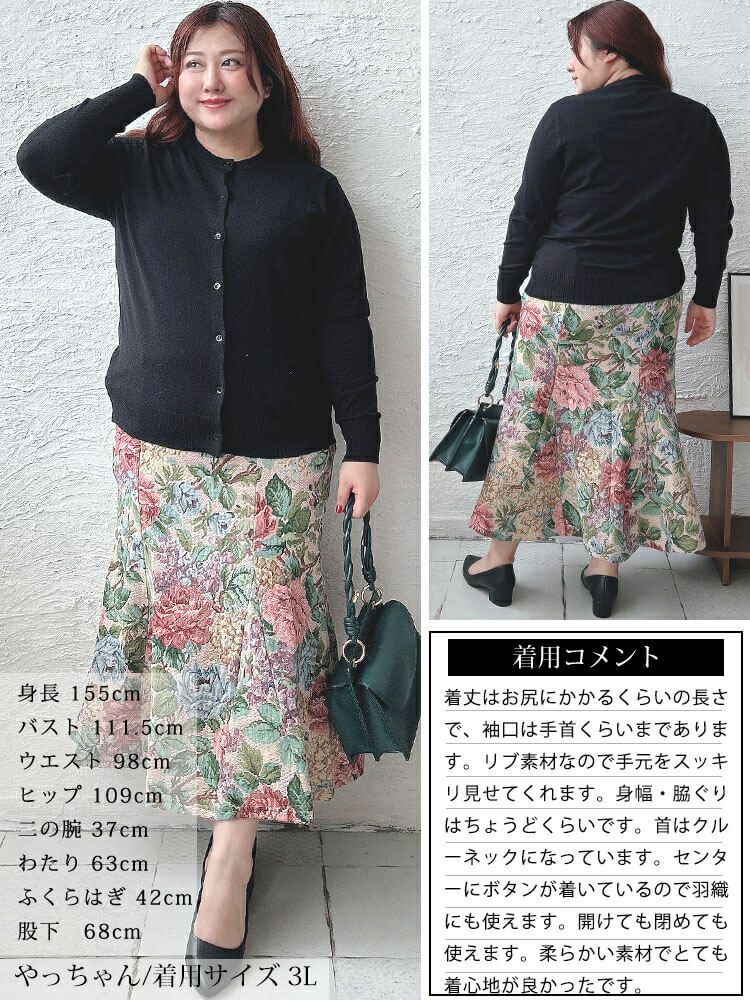 大きいサイズ レディース 洗えるクルーネックカーディガン　cpdai-640575