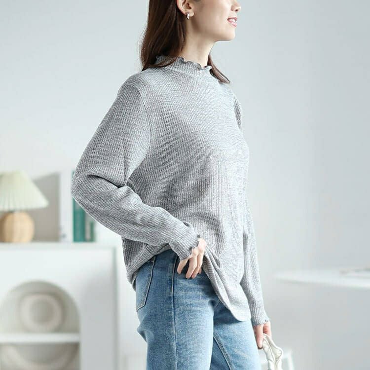 大きいサイズ レディース メローミニハイネックリブプルオーバー　cpdai-659083