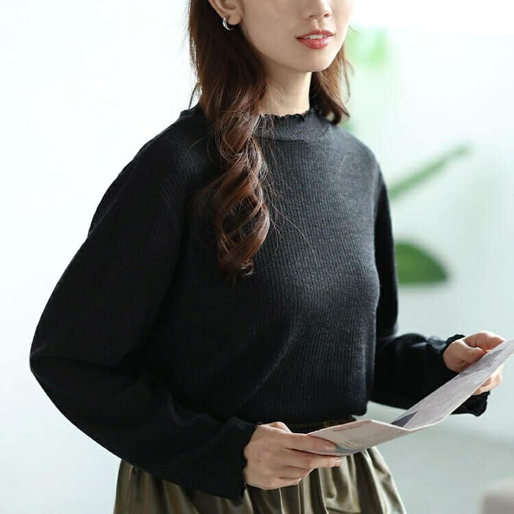 大きいサイズ レディース メローミニハイネックリブプルオーバー　cpdai-659083