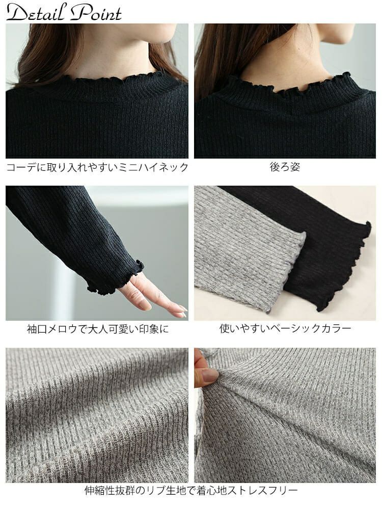 大きいサイズ レディース メローミニハイネックリブプルオーバー　cpdai-659083