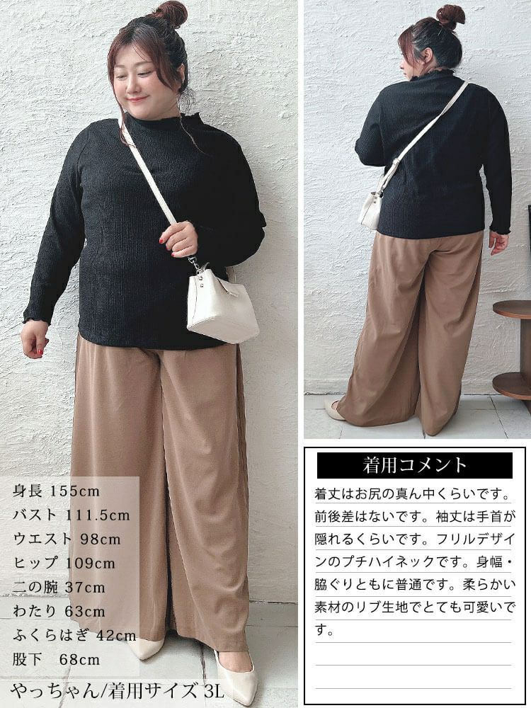 大きいサイズ レディース メローミニハイネックリブプルオーバー　cpdai-659083