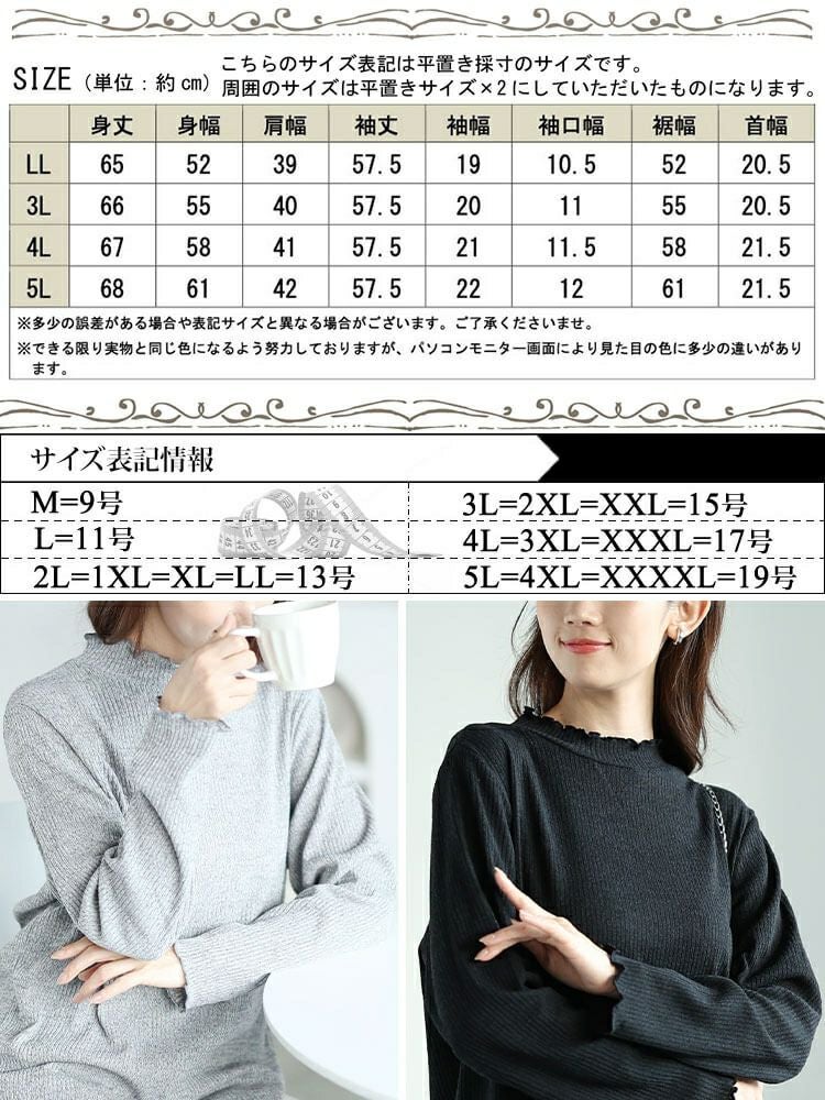 大きいサイズ レディース メローミニハイネックリブプルオーバー　cpdai-659083