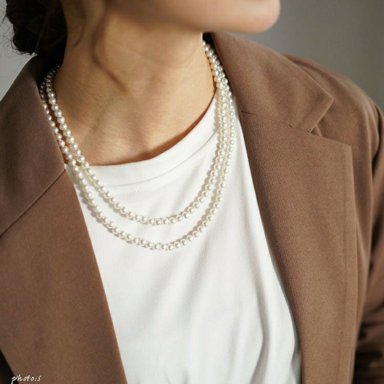 大きいサイズ レディース 日本製貝パールロングネックレス　ok-kplnc 【メール便可】