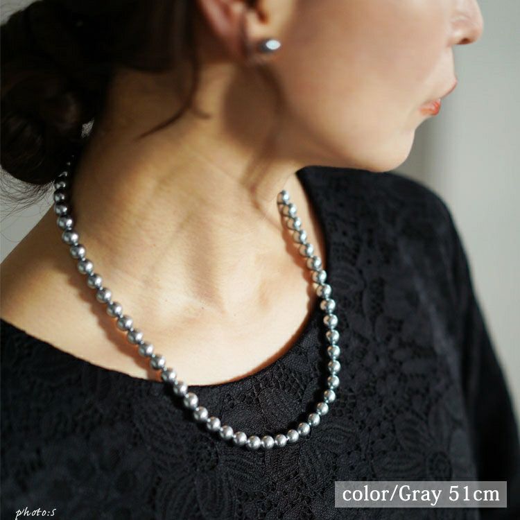 大きいサイズ レディース 日本製貝パールネックレスセット　ok-kpnc 【メール便可】