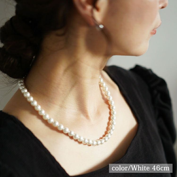 大きいサイズ レディース 日本製貝パールネックレスセット　ok-kpnc 【メール便可】