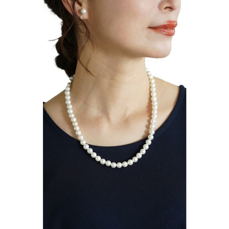 大きいサイズ レディース 日本製貝パールネックレスセット　ok-kpnc 【メール便可】 ホワイト