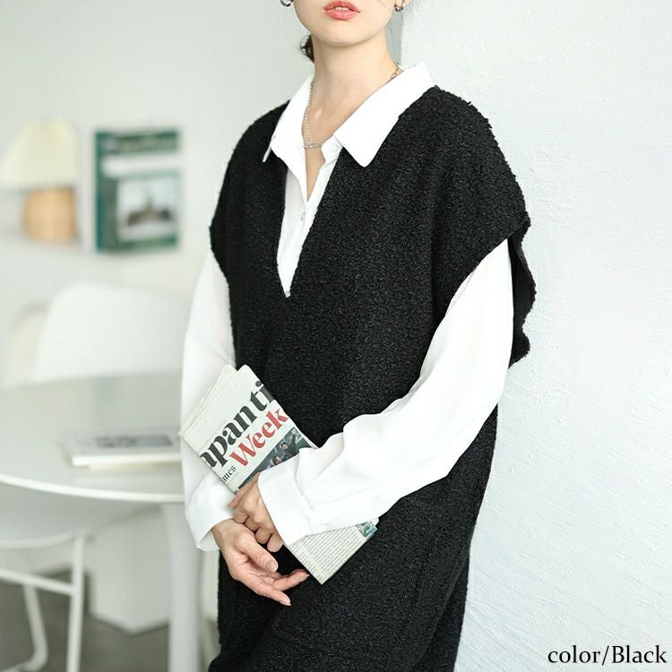 大きいサイズ レディース 深キーネックブークレジャンパースカート　plan-360014