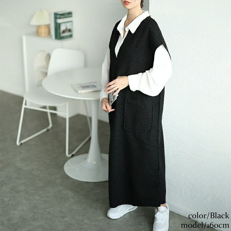 大きいサイズ レディース 深キーネックブークレジャンパースカート　plan-360014