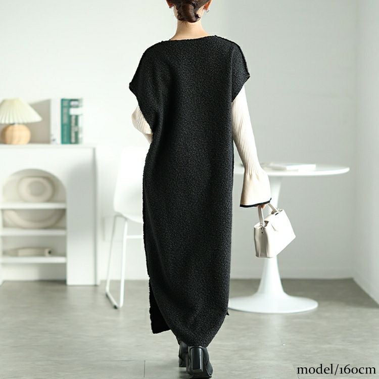 大きいサイズ レディース 深キーネックブークレジャンパースカート　plan-360014