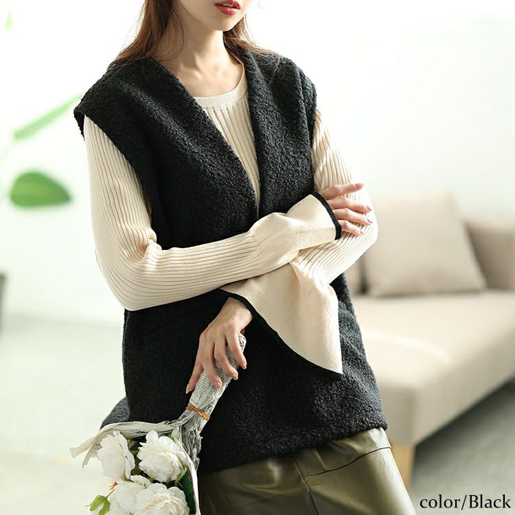 大きいサイズ レディース 深キーネックブークレベスト　plan-360013