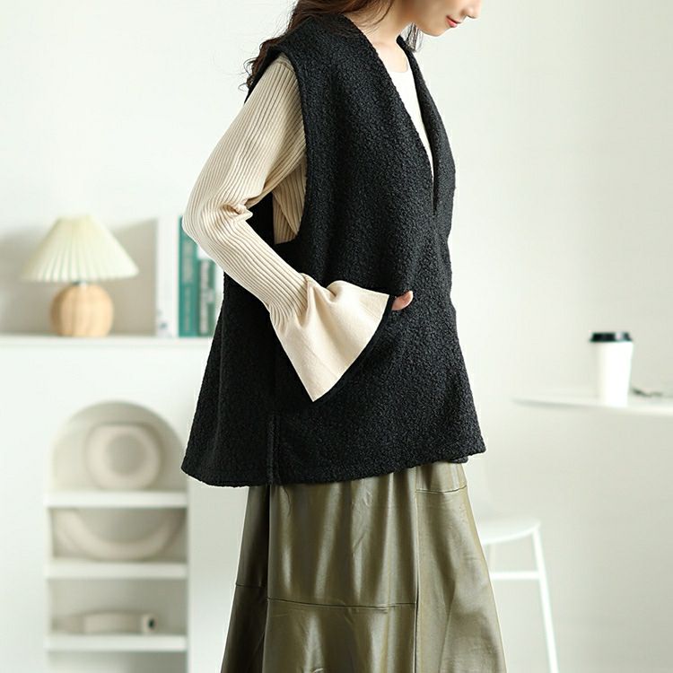 大きいサイズ レディース 深キーネックブークレベスト　plan-360013