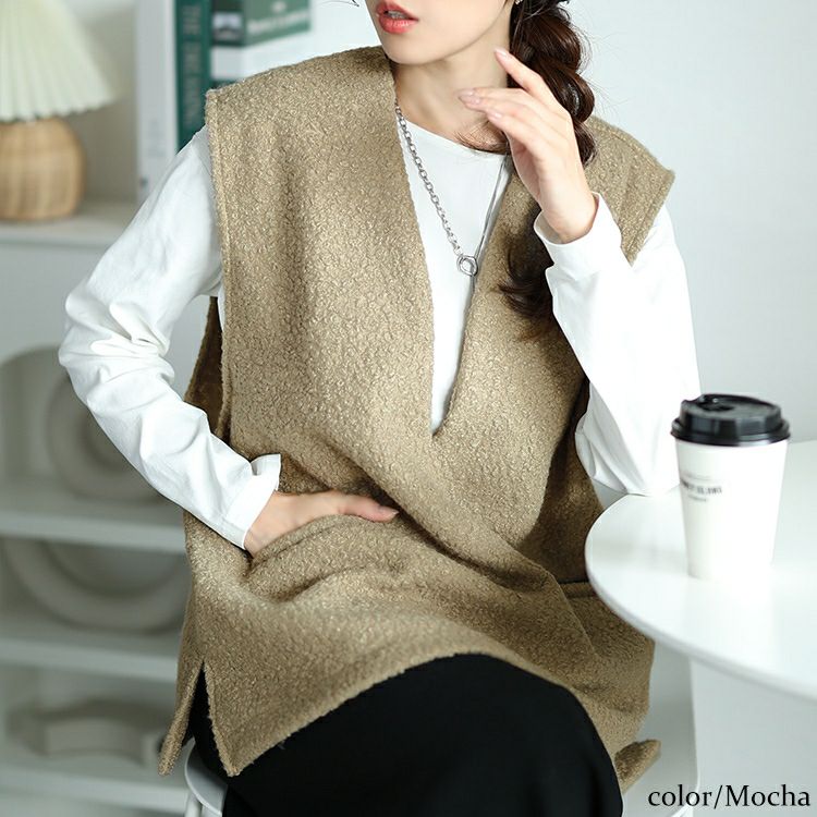 大きいサイズ レディース 深キーネックブークレベスト　plan-360013