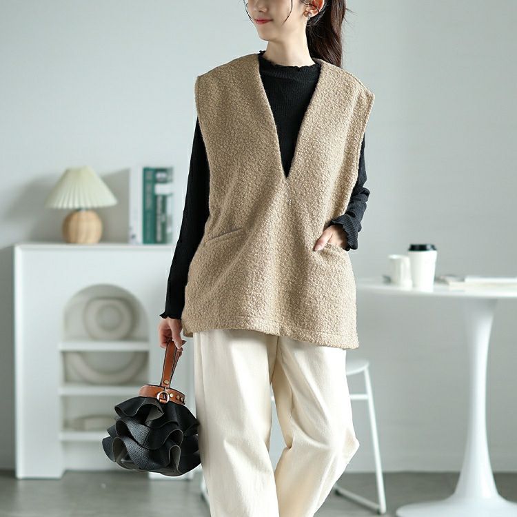 大きいサイズ レディース 深キーネックブークレベスト　plan-360013