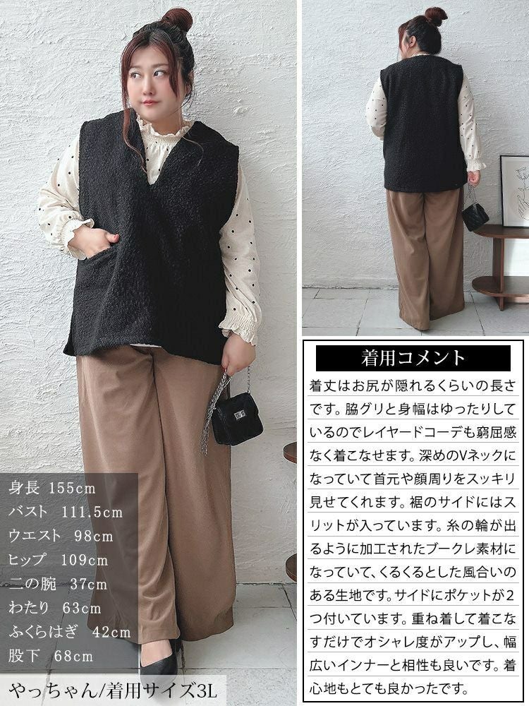 大きいサイズ レディース 深キーネックブークレベスト　plan-360013