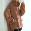 大きいサイズ レディース ワッフルオーバーサイズパーカー　goldy-1587 ブラウン