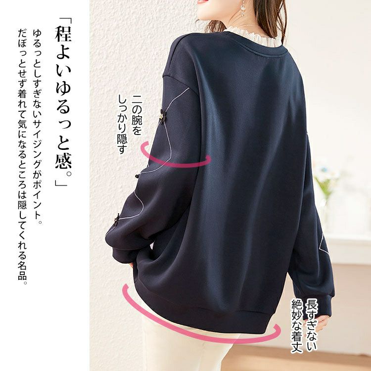 大きいサイズ レディース デザイン袖フリルネックスウェット　goldy-1599