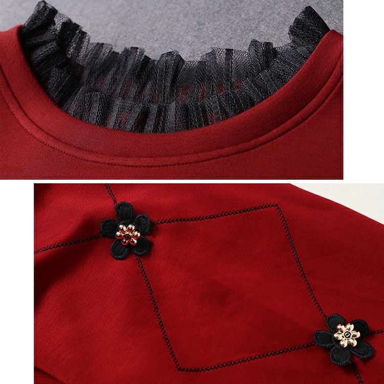 大きいサイズ レディース デザイン袖フリルネックスウェット　goldy-1599