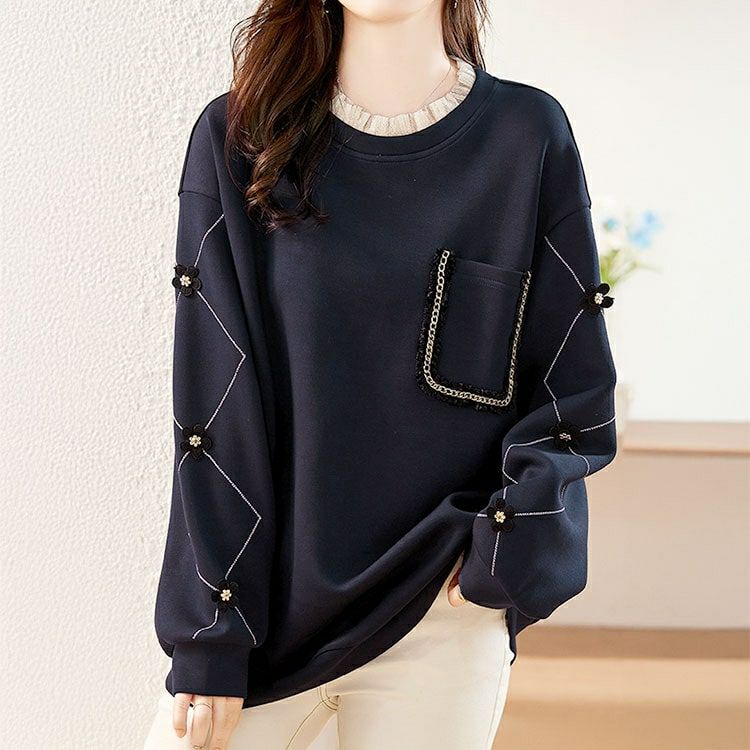 大きいサイズ レディース デザイン袖フリルネックスウェット　goldy-1599