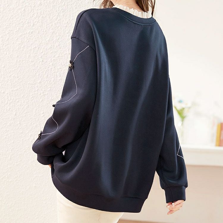 大きいサイズ レディース デザイン袖フリルネックスウェット　goldy-1599