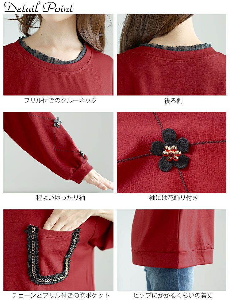 大きいサイズ レディース デザイン袖フリルネックスウェット　goldy-1599