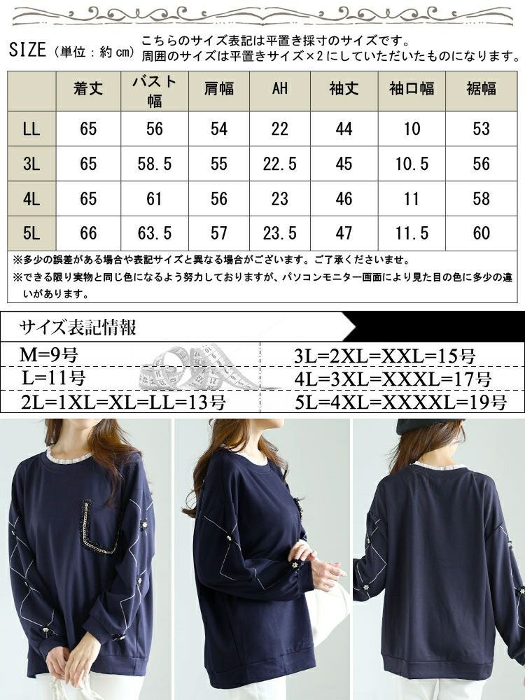 大きいサイズ レディース デザイン袖フリルネックスウェット　goldy-1599