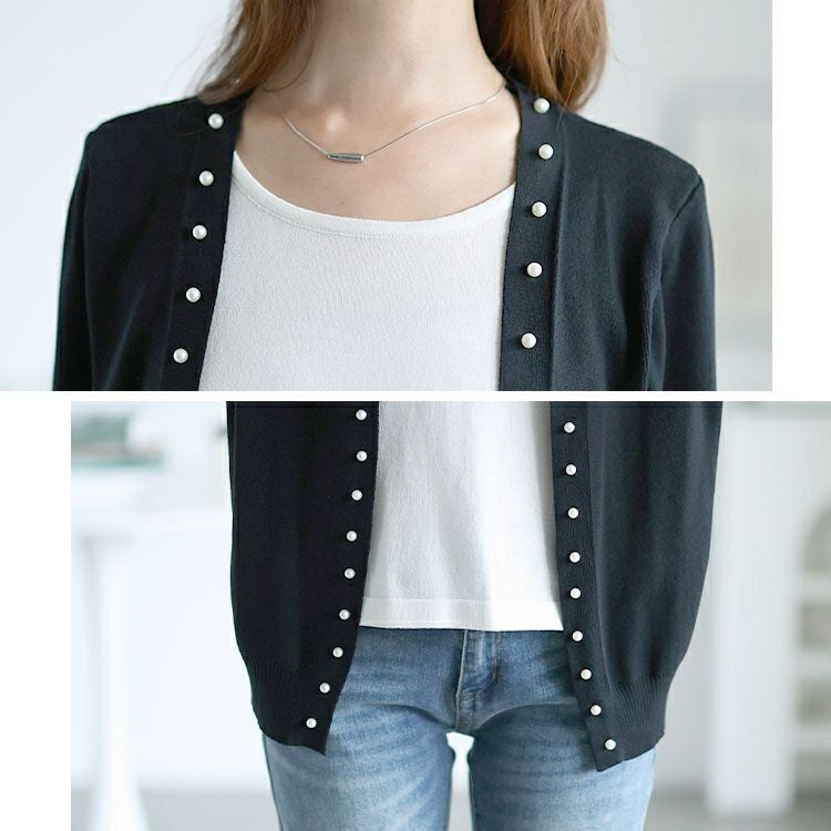 大きいサイズ レディース カーディガン重ね着風ニットトップス　goldy-1567