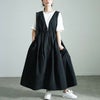 大きいサイズ レディース 深Vネックバックベルトジャンパースカート　nw-24040 ブラック