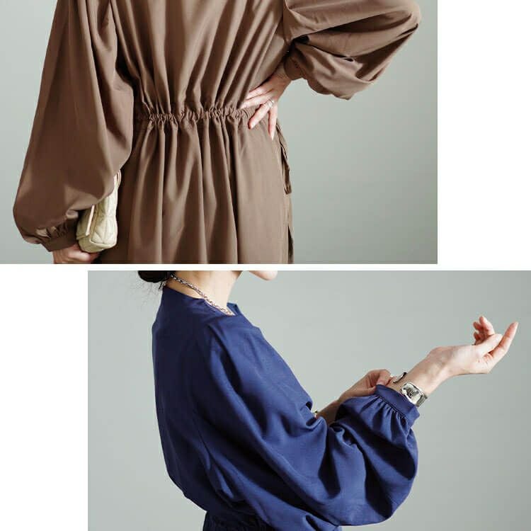 大きいサイズ レディース タックスリーブダブルボタンワンピース　nw-24039